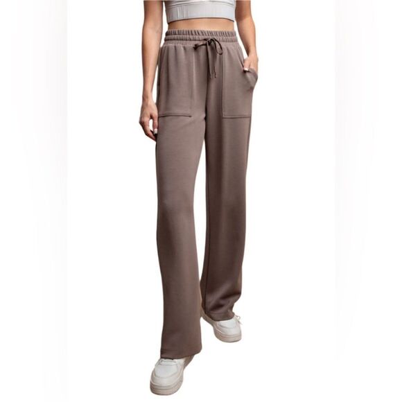 Rae Mode Modal Poly Span Straight Lounge Pants w/ Pockets Mocha size Small nwt - Picture 1 of 5